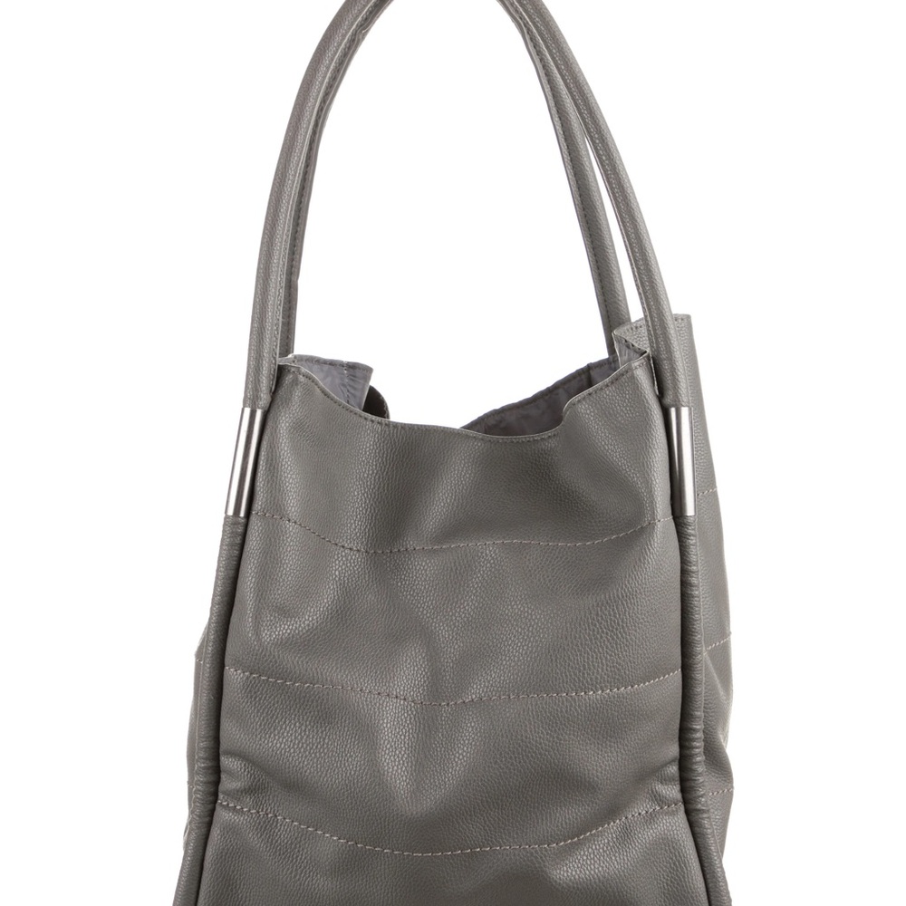 Neiman Marcus Gray Leather Shoulder Bag